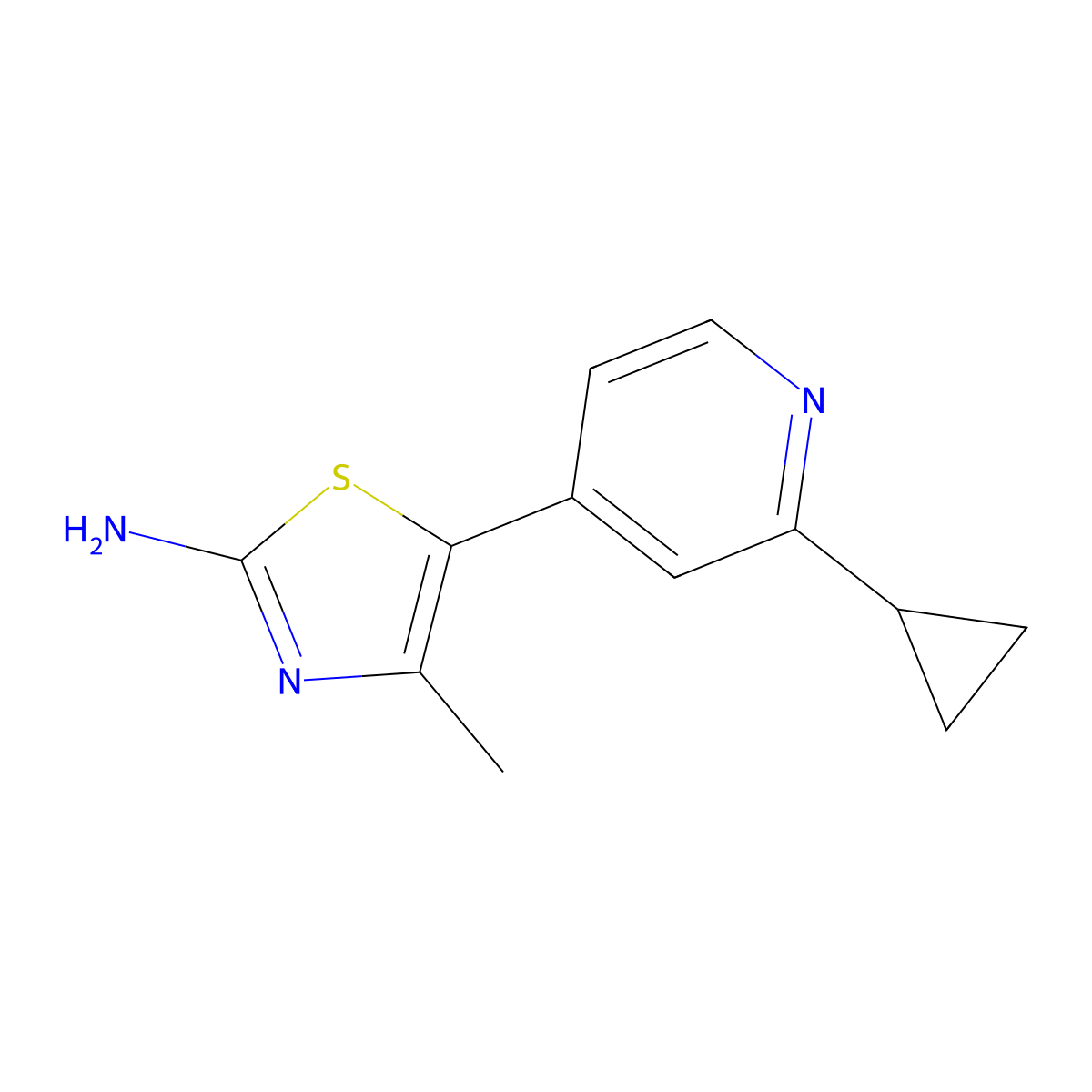 5-(2-Cyclopropylpyridin-4-yl)-4-methylthiazol-2-amine molecular structure, CAS 1395492-81-5