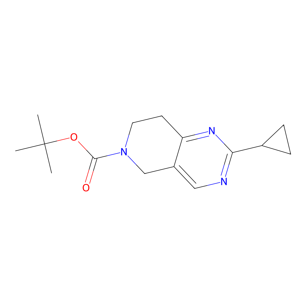 2-Cyclopropyl-7,8-dihydro-5H-pyrido[4,3-d]pyrimidine-6-carboxylic acid tert-butyl ester molecular structure, CAS 1395493-08-9