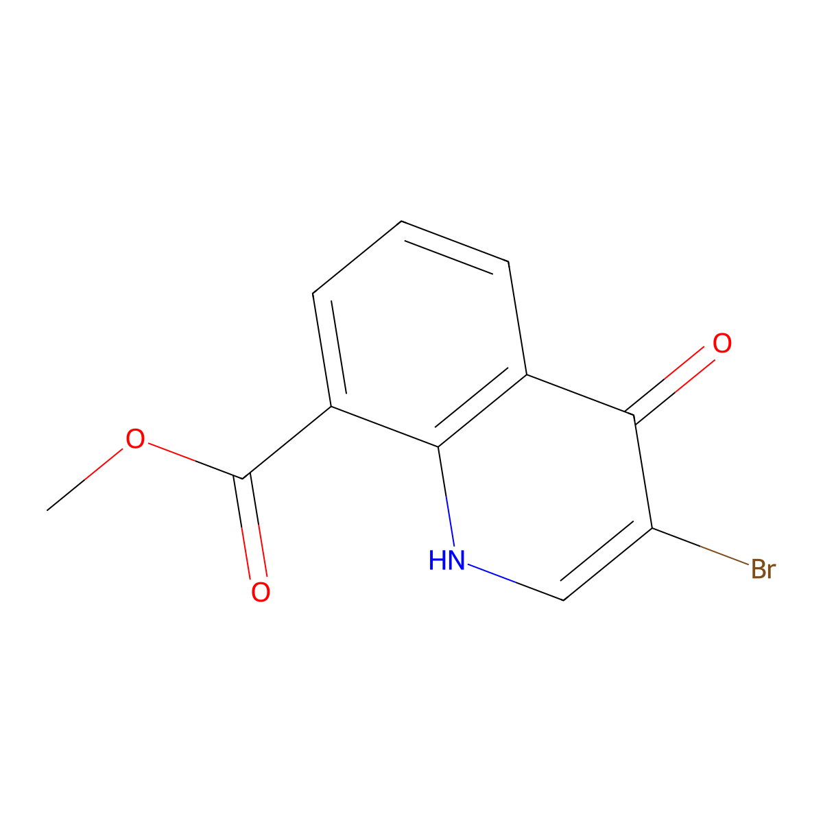 Methyl 3-bromo-4-oxo-1,4-dihydroquinoline-8-carboxylate molecular structure, CAS 1395493-15-8