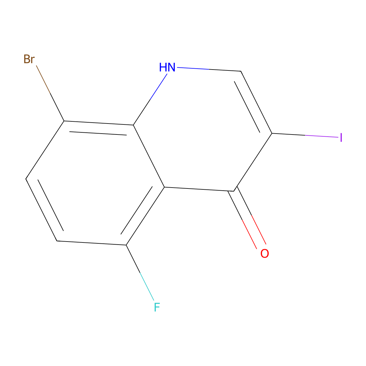 8-Bromo-5-fluoro-3-iodoquinolin-4-ol molecular structure, CAS 1395493-17-0