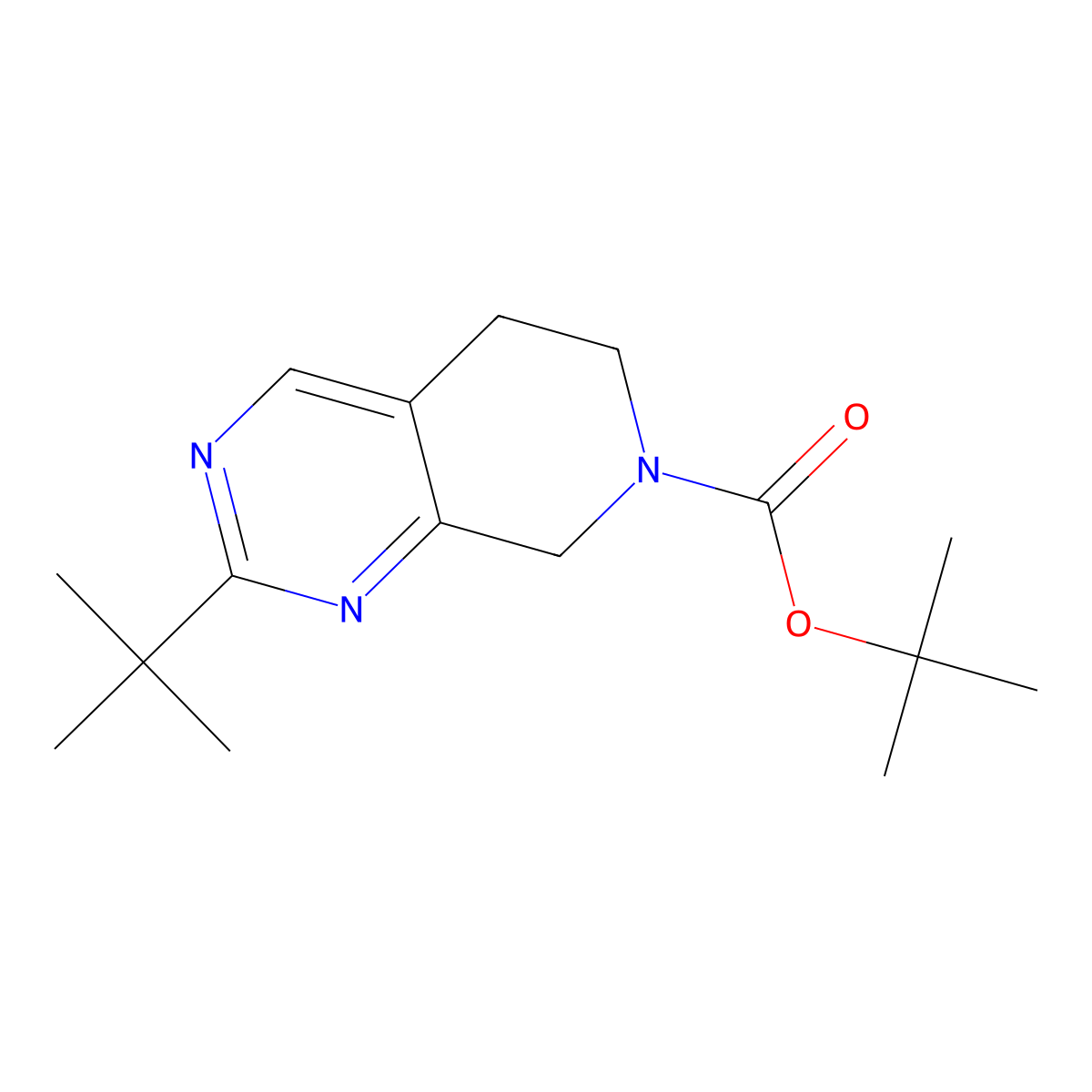 tert-Butyl 2-(tert-butyl)-5,6-dihydropyrido[3,4-d]pyrimidine-7(8H)-carboxylate molecular structure, CAS 1395493-24-9