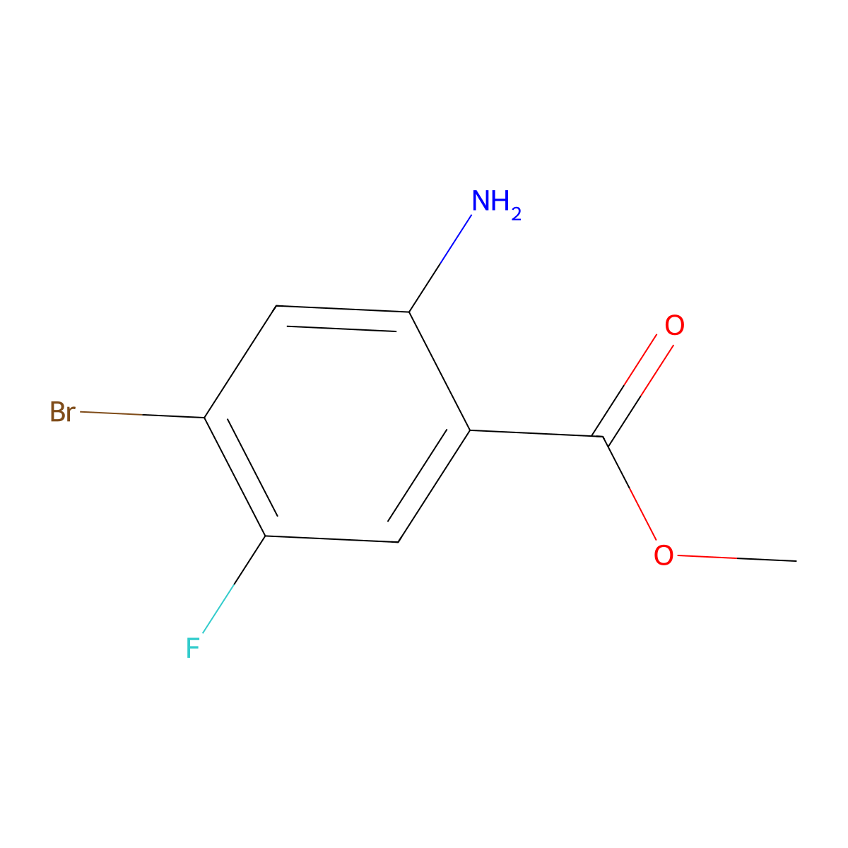 Benzoic acid, 2-amino-4-bromo-5-fluoro-, methyl ester molecular structure, CAS 1395493-30-7