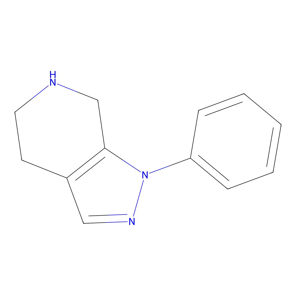 1-Phenyl-4,5,6,7-tetrahydro-1H-pyrazolo[3,4-c]pyridine molecular structure, CAS 1395493-35-2