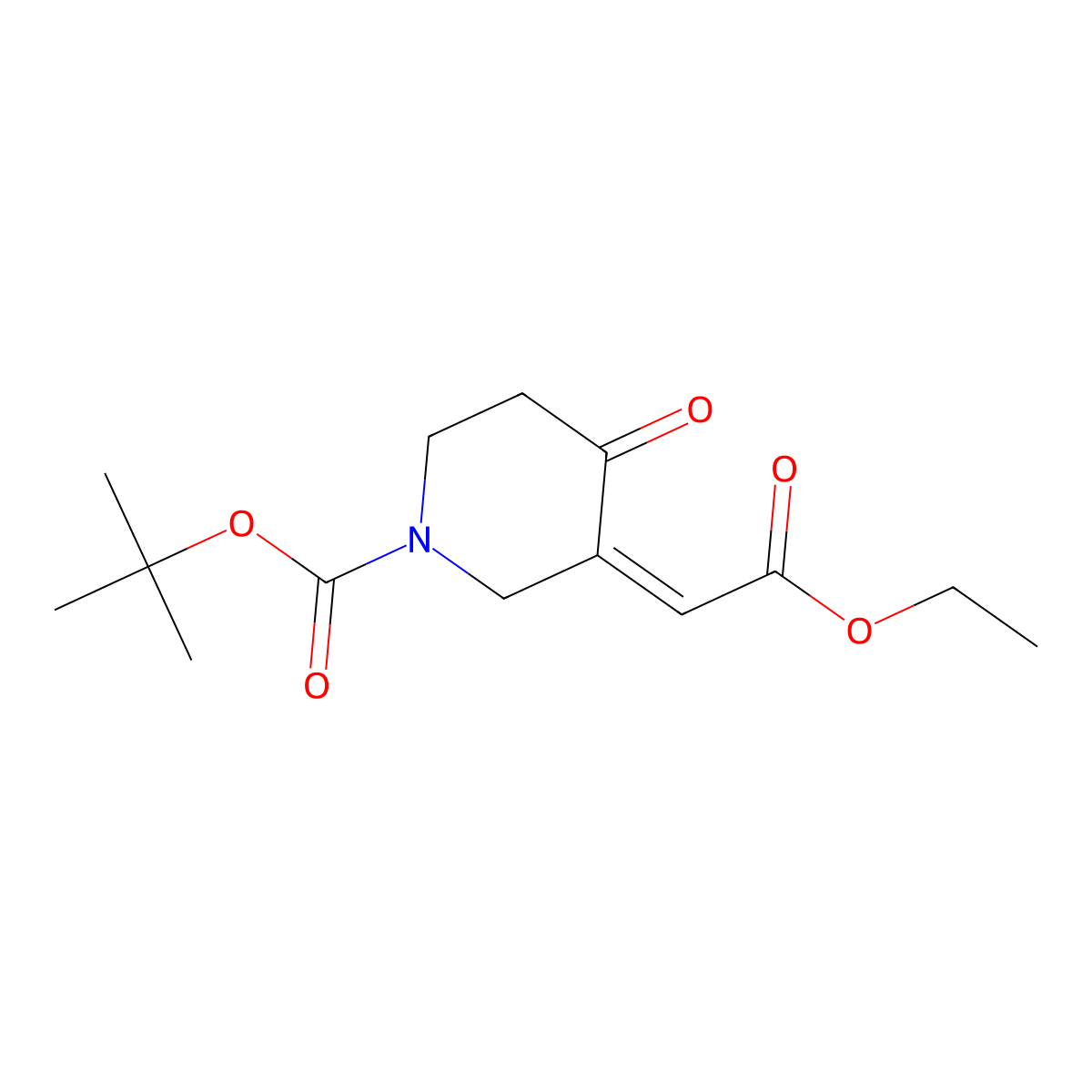 (Z)-Tert-butyl 3-(2-ethoxy-2-oxoethylidene)-4-oxopiperidine-1-carboxylate molecular structure, CAS 1395498-37-9