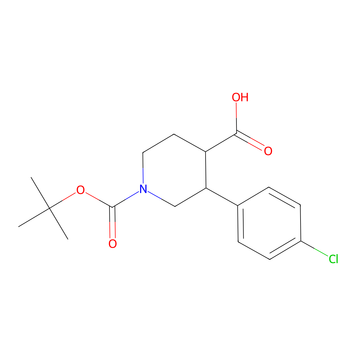 1-((Tert-butoxy)carbonyl)-3-(4-chlorophenyl)piperidine-4-carboxylic acid molecular structure, CAS 1395601-21-4