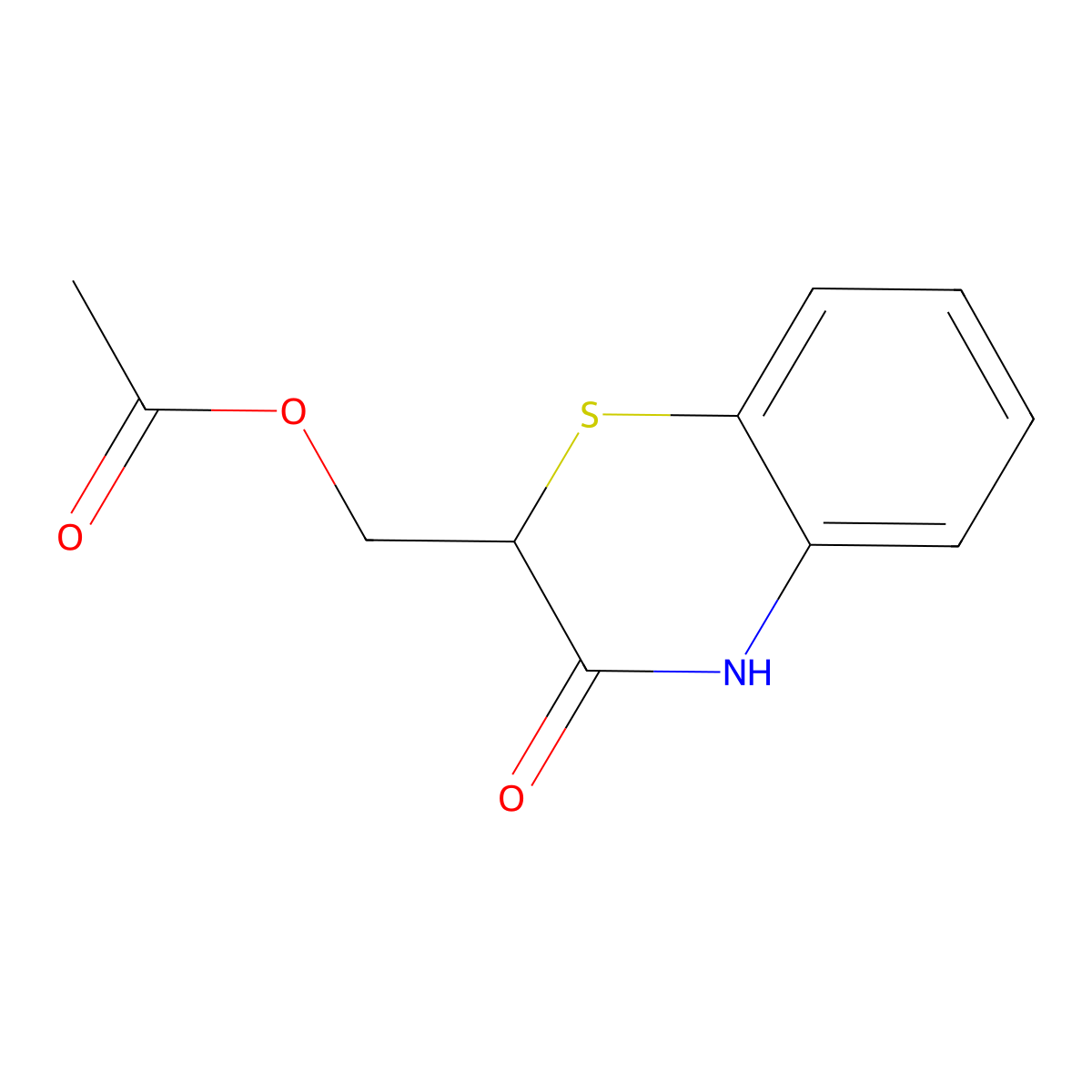 (3-oxo-3,4-dihydro-2H-1,4-benzothiazin-2-yl)methyl acetate molecular structure, CAS 139564-95-7