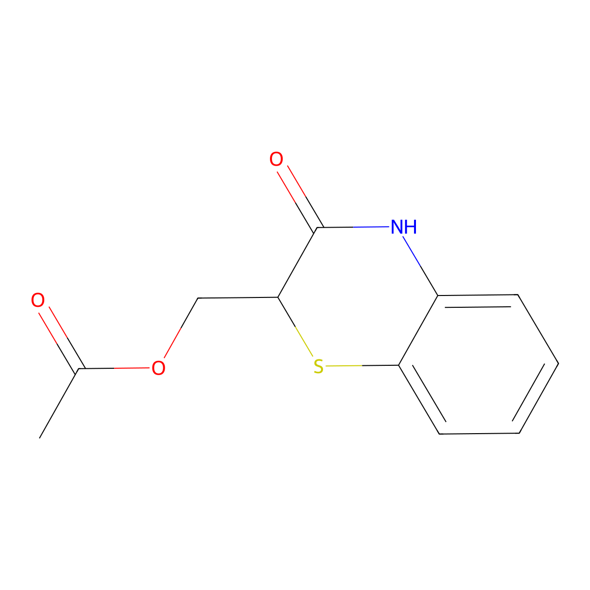 (3-oxo-3,4-dihydro-2H-1,4-benzothiazin-2-yl)methyl acetate molecular structure, CAS 139564-95-7