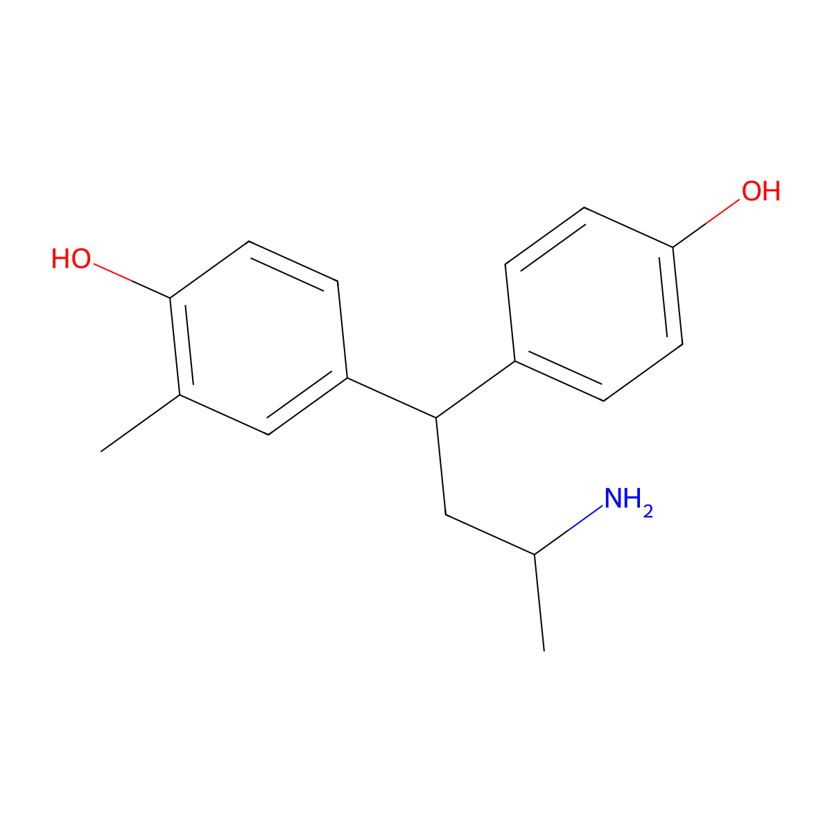 4-(3-Amino-1-(4-hydroxyphenyl)butyl)-2-methylphenol molecular structure, CAS 13957-35-2