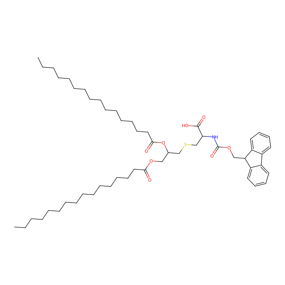 Fmoc-Cys((R)-2,3-di(palmitoyloxy)-propyl)-OH molecular structure, CAS 139573-77-6