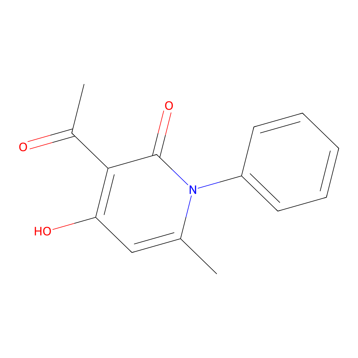 3-Acetyl-4-hydroxy-6-methyl-1-phenylpyridin-2(1H)-one molecular structure, CAS 13959-06-3