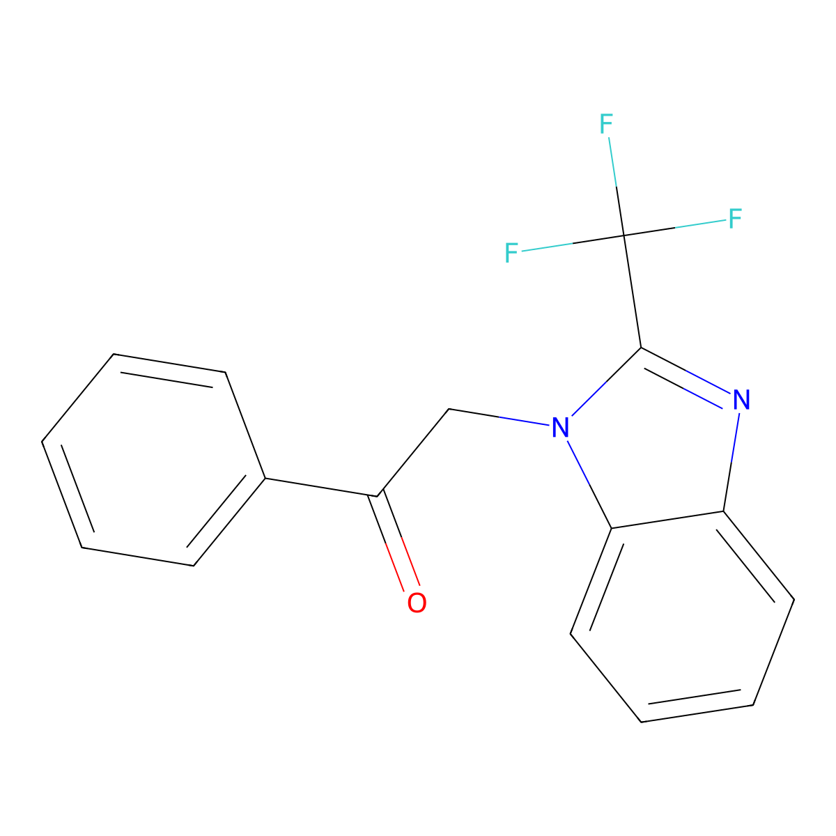 1-phenyl-2-[2-(trifluoromethyl)-1H-benzimidazol-1-yl]ethanone molecular structure, CAS 139591-05-2