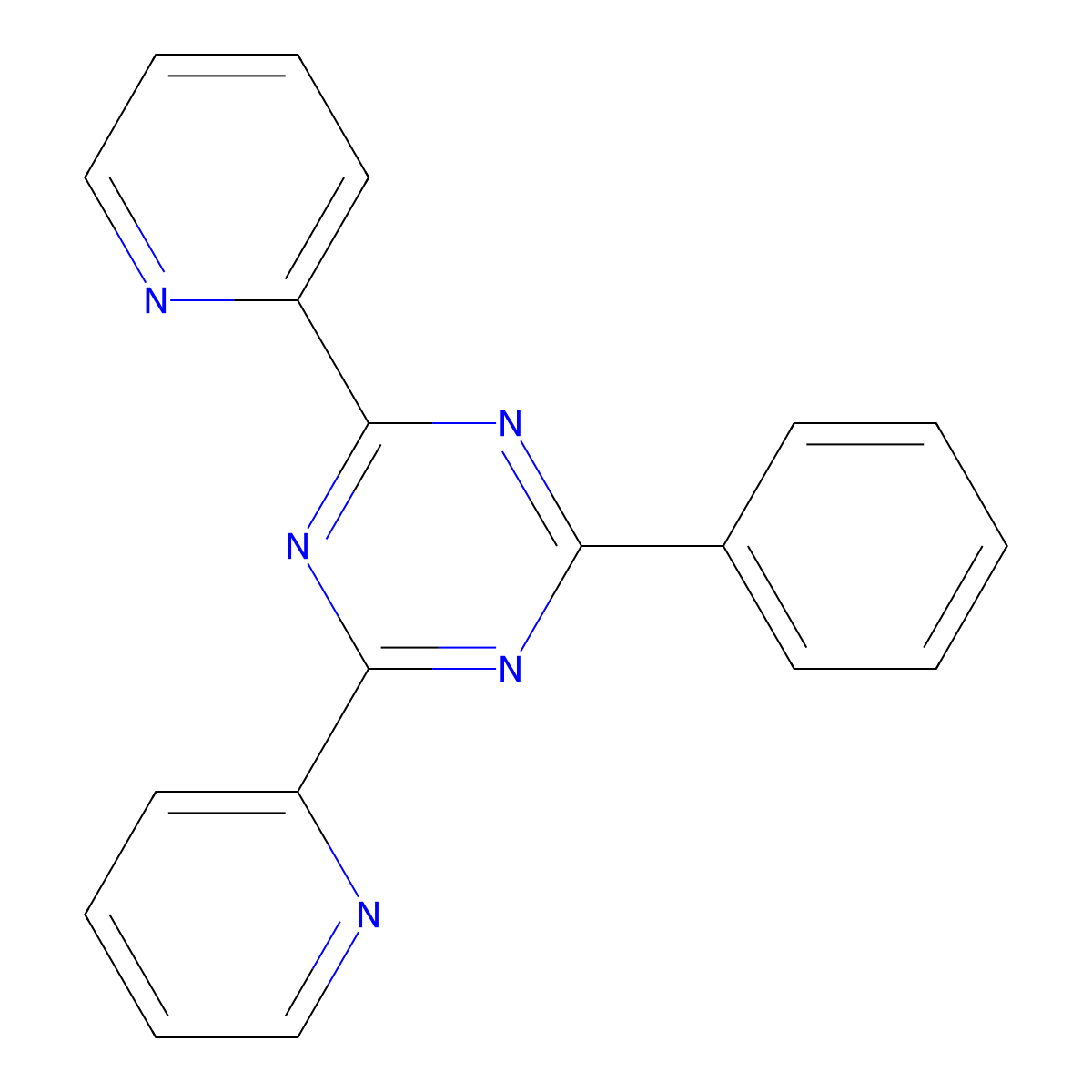 2-Phenyl-4,6-di-2-pyridinyl-1,3,5-triazine molecular structure, CAS 13960-35-5