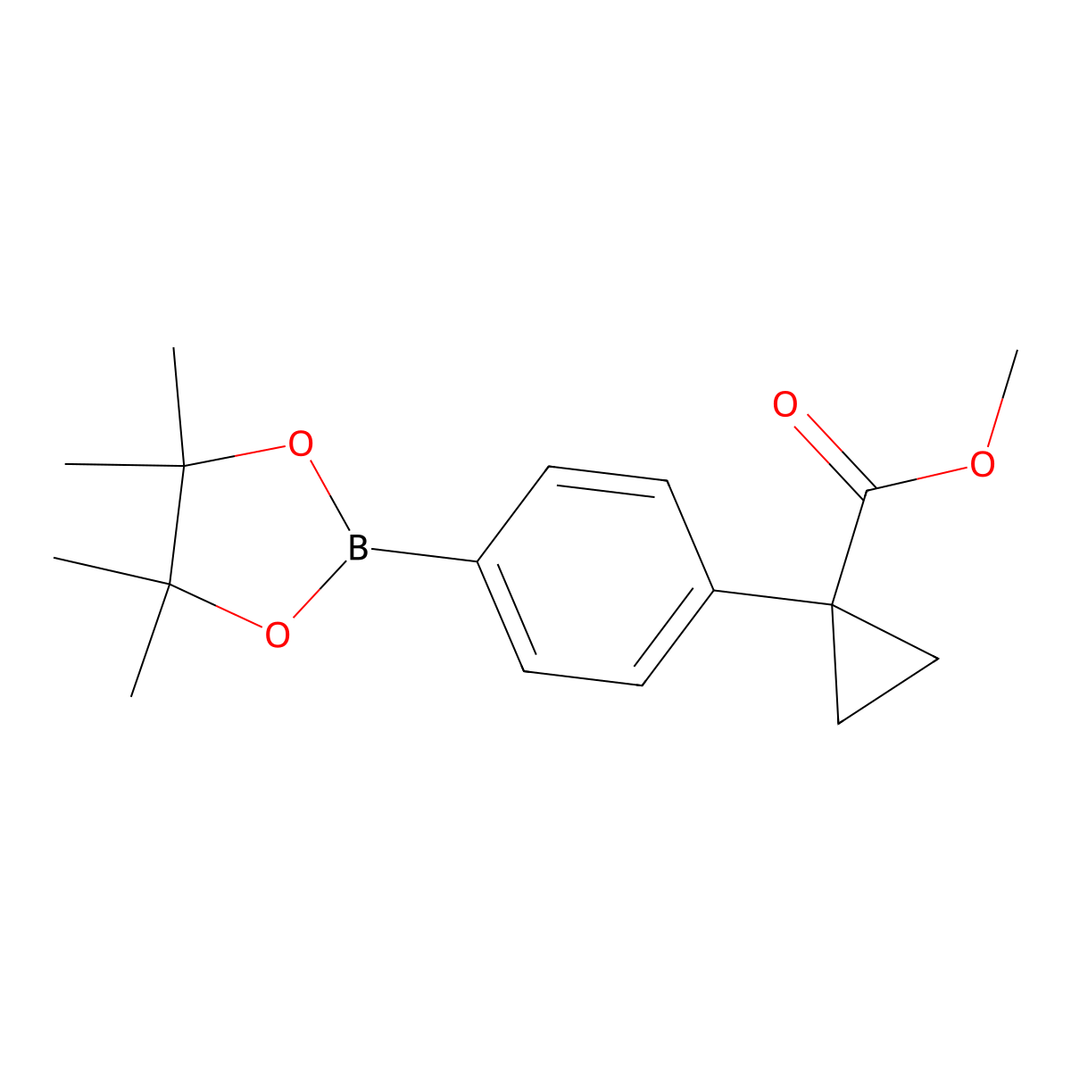 Methyl 1-[4-(4,4,5,5-tetramethyl-1,3,2-dioxaborolan-2-yl)phenyl]cyclopropane-1-carboxylate molecular structure, CAS 1396007-85-4