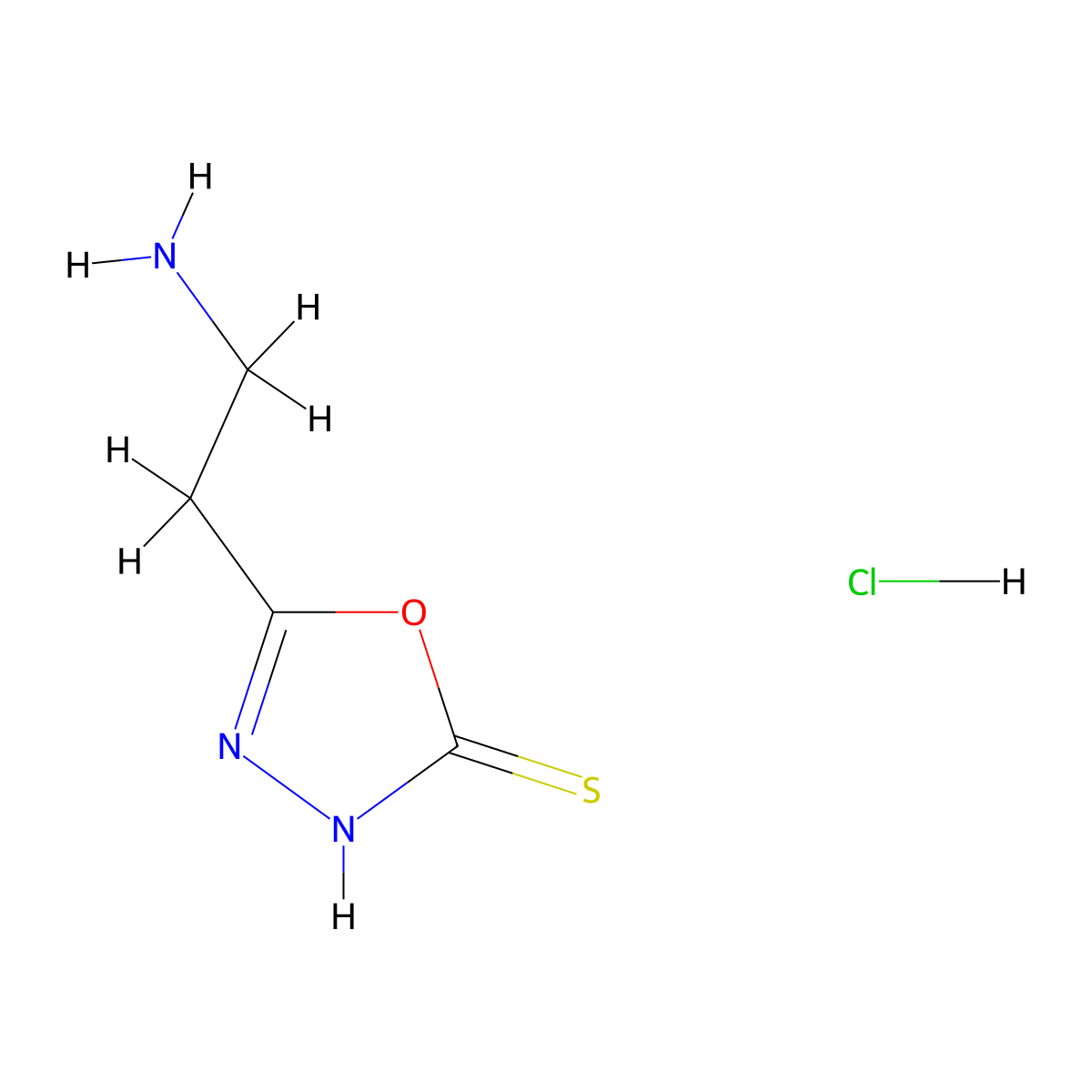 5-(2-Aminoethyl)-2,3-dihydro-1,3,4-oxadiazole-2-thione hydrochloride molecular structure, CAS 139601-75-5