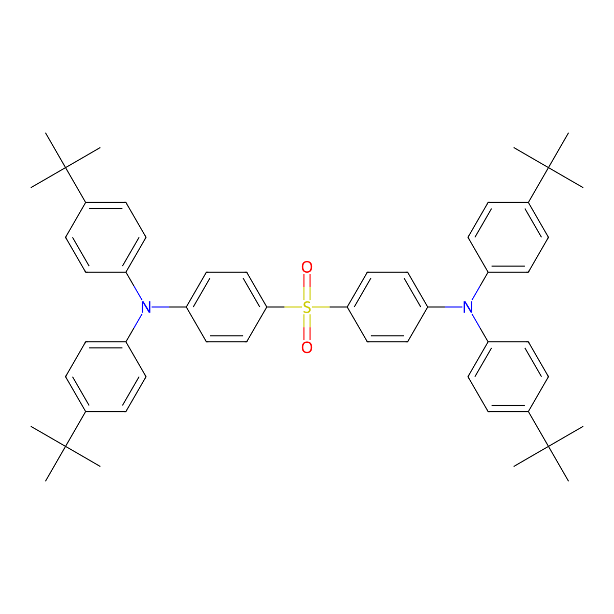 4,4'-Sulfonylbis(N,N-bis(4-(tert-butyl)phenyl)aniline) molecular structure, CAS 1396165-17-5