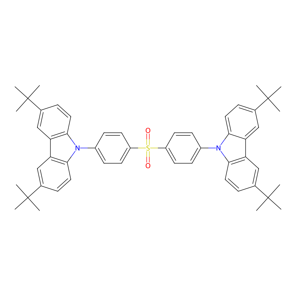 9,9'-(4,4'-Sulfonylbis(4,1-phenylene))bis(3,6-di-tert-butyl-9H-carbazole) molecular structure, CAS 1396165-20-0