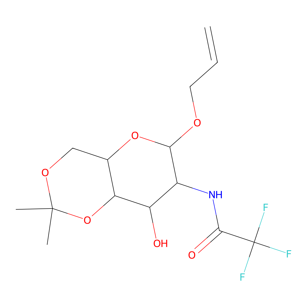 Allyl 2-deoxy-4,6-O-isopropylidene-2-(trifluoroacetamido)-a-D-glucopyranoside molecular structure, CAS 139629-59-7