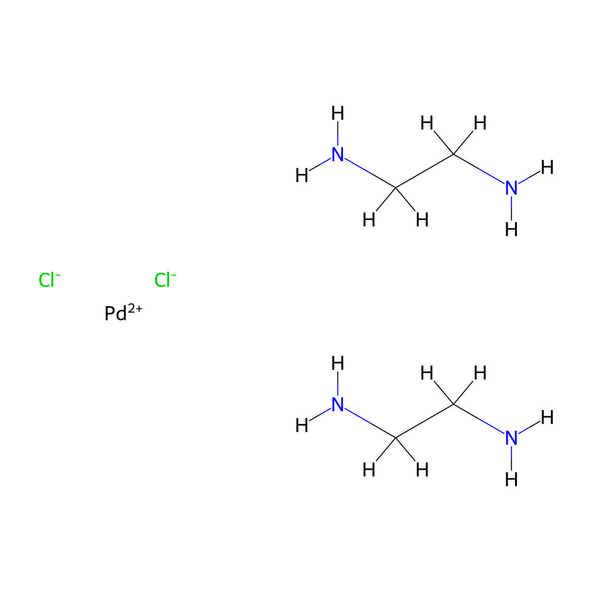 Palladium(2+), bis(1,2-ethanediamine-kappaN1,kappaN2)-, chloride (1:2) molecular structure, CAS 13963-53-6