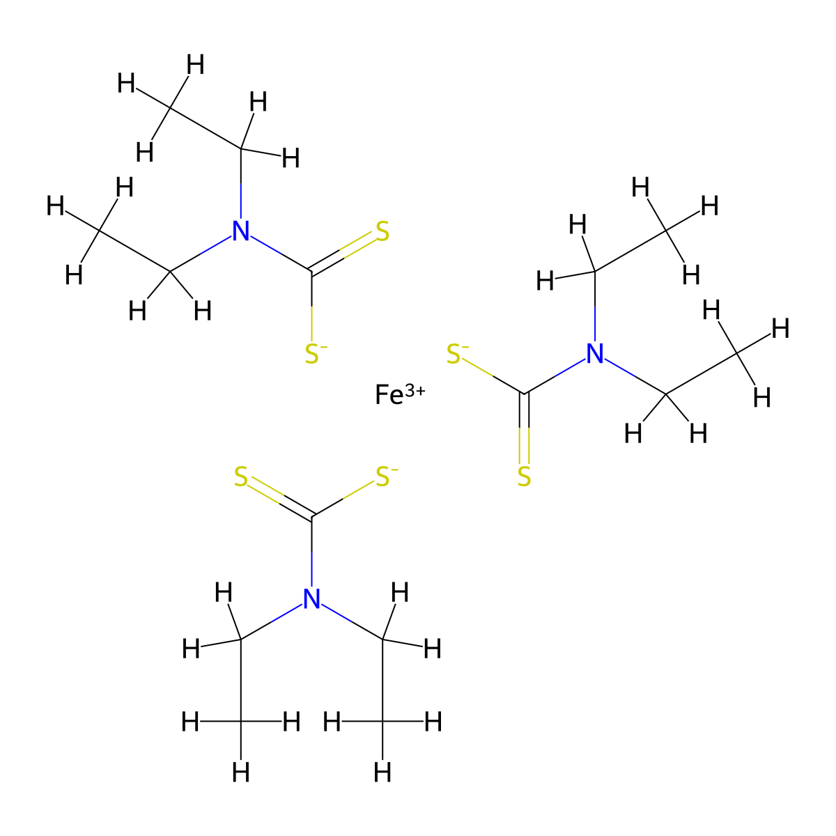 Iron diethyldithiocarbamate molecular structure, CAS 13963-59-2