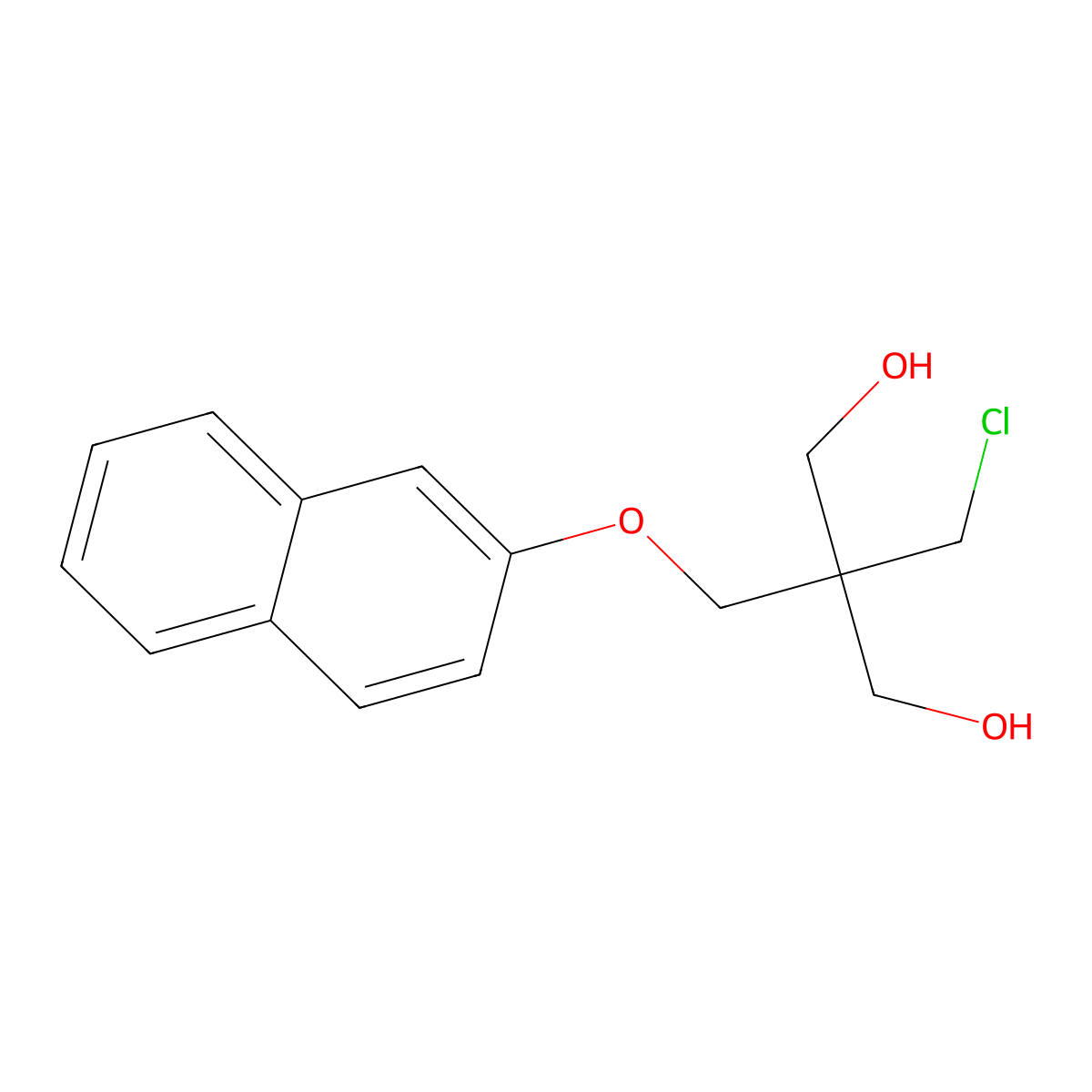 1,3-Propanediol, 2-(chloromethyl)-2-((2-naphthyloxy)methyl)- molecular structure, CAS 139637-85-7