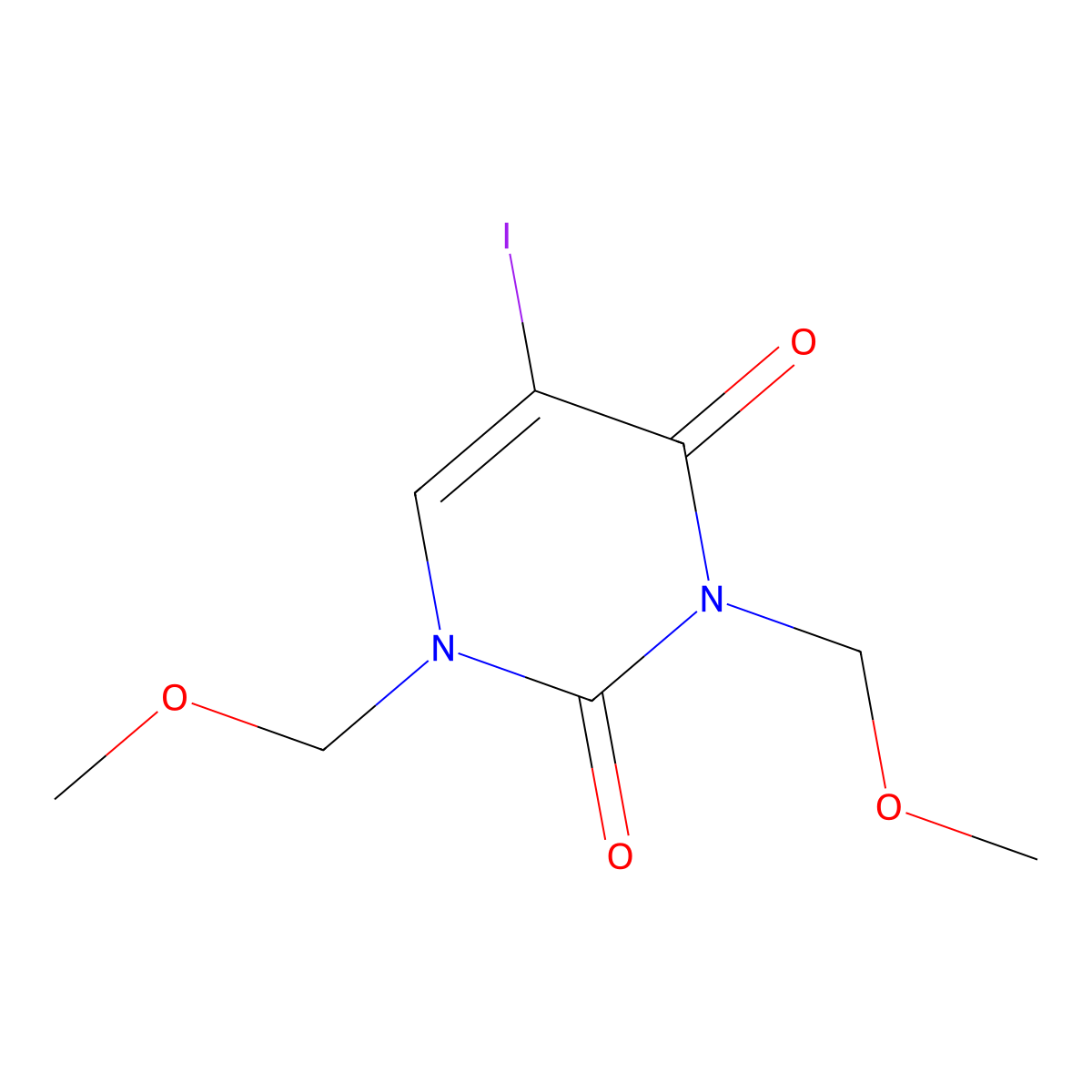 5-IOdo-1,3-bis(methoxymethyl)pyrimidine-2,4-dione molecular structure, CAS 1396408-90-4