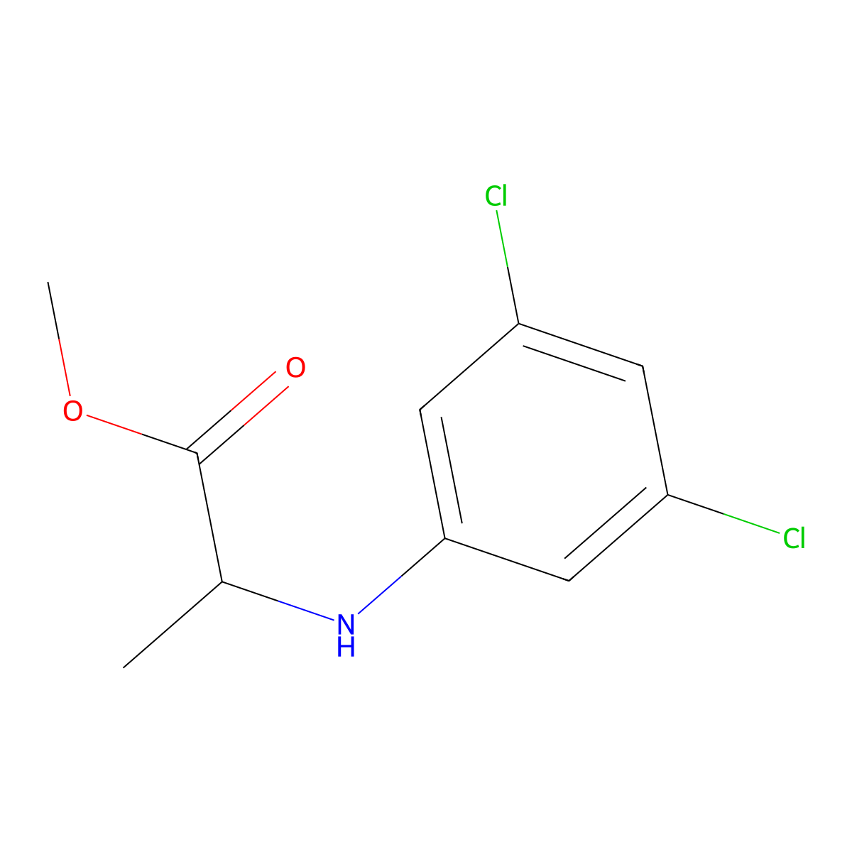 methyl (2S)-2-[(3,5-dichlorophenyl)amino]propanoate molecular structure, CAS 139641-05-7