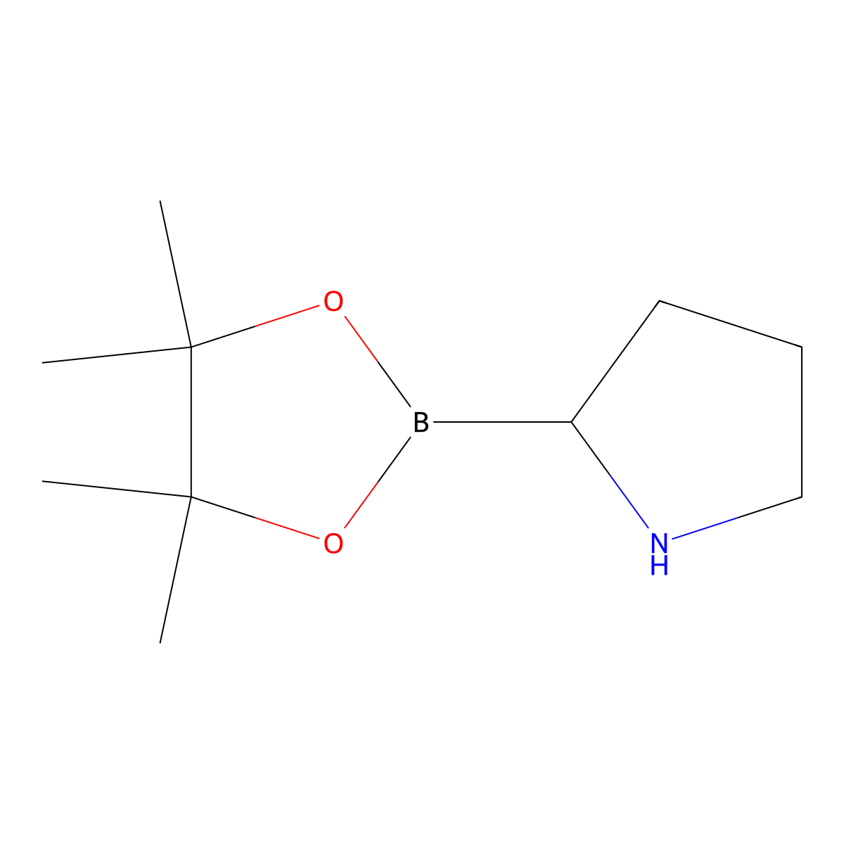 2-(4,4,5,5-Tetramethyl-1,3,2-dioxaborolan-2-yl)pyrrolidine molecular structure, CAS 139649-84-6