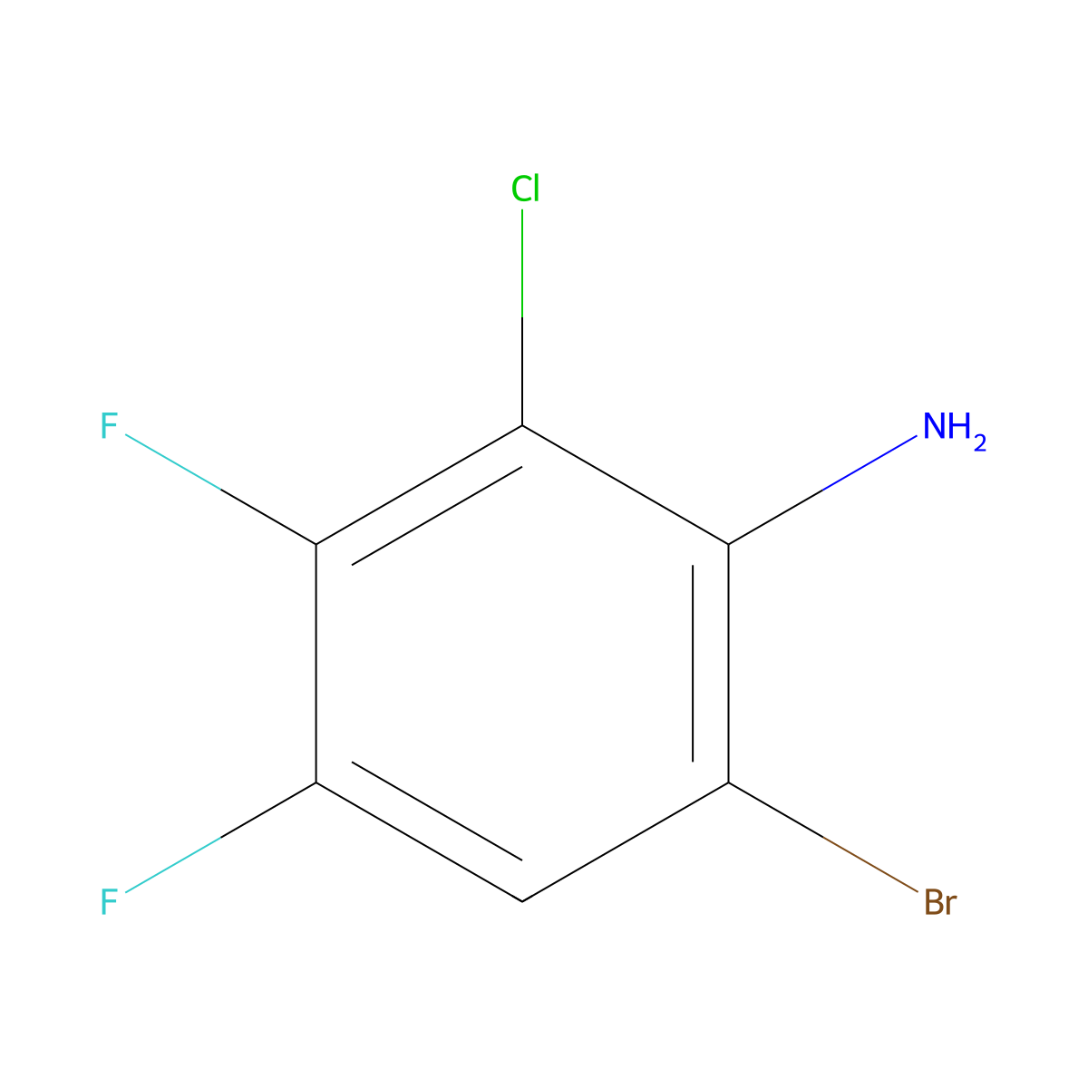 6-Bromo-2-chloro-3,4-difluoroaniline molecular structure, CAS 139649-88-0