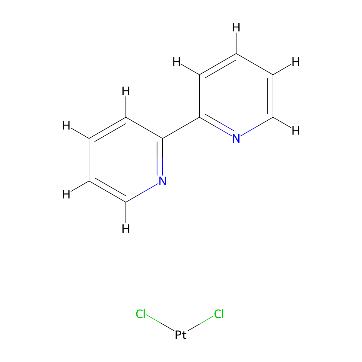 2,2'-Bipyridinedichloroplatinum molecular structure, CAS 13965-31-6