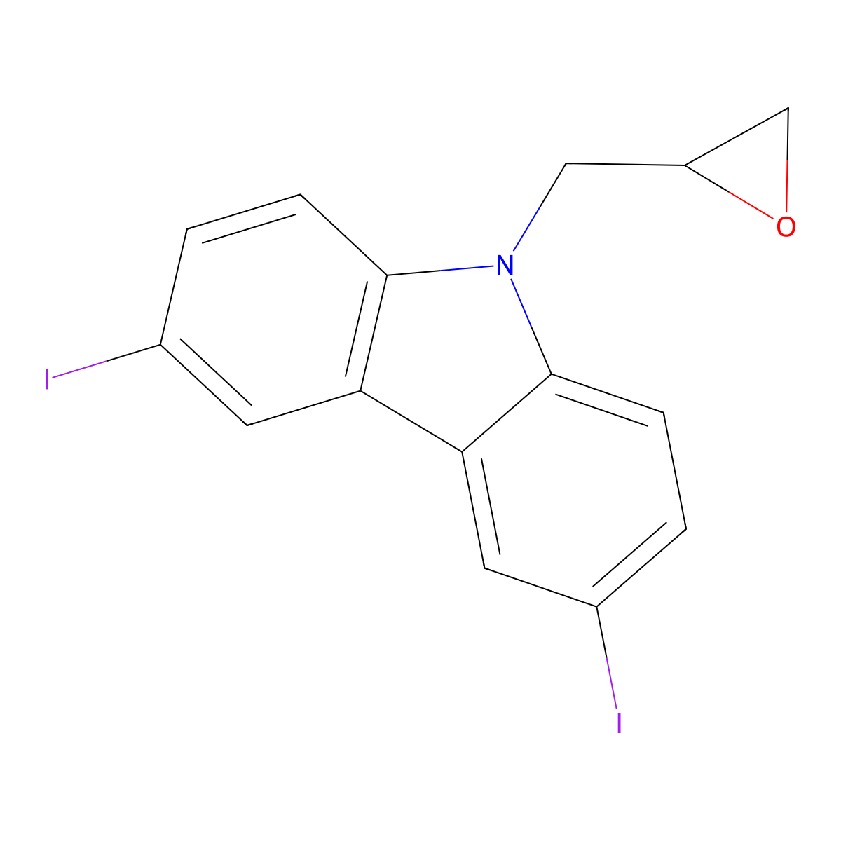 3,6-Diiodo-9-(oxiran-2-ylmethyl)carbazole molecular structure, CAS 139651-59-5