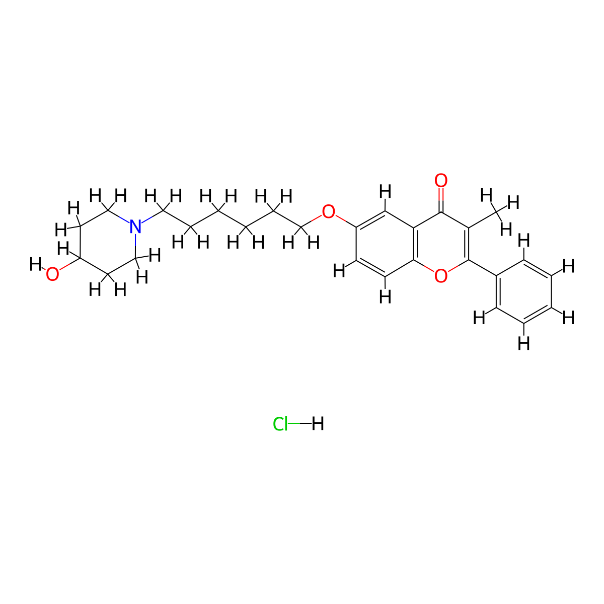 6-(6-(4-Hydroxypiperidinyl)hexyloxy)-3-methylflavone hydrochloride molecular structure, CAS 139652-86-1