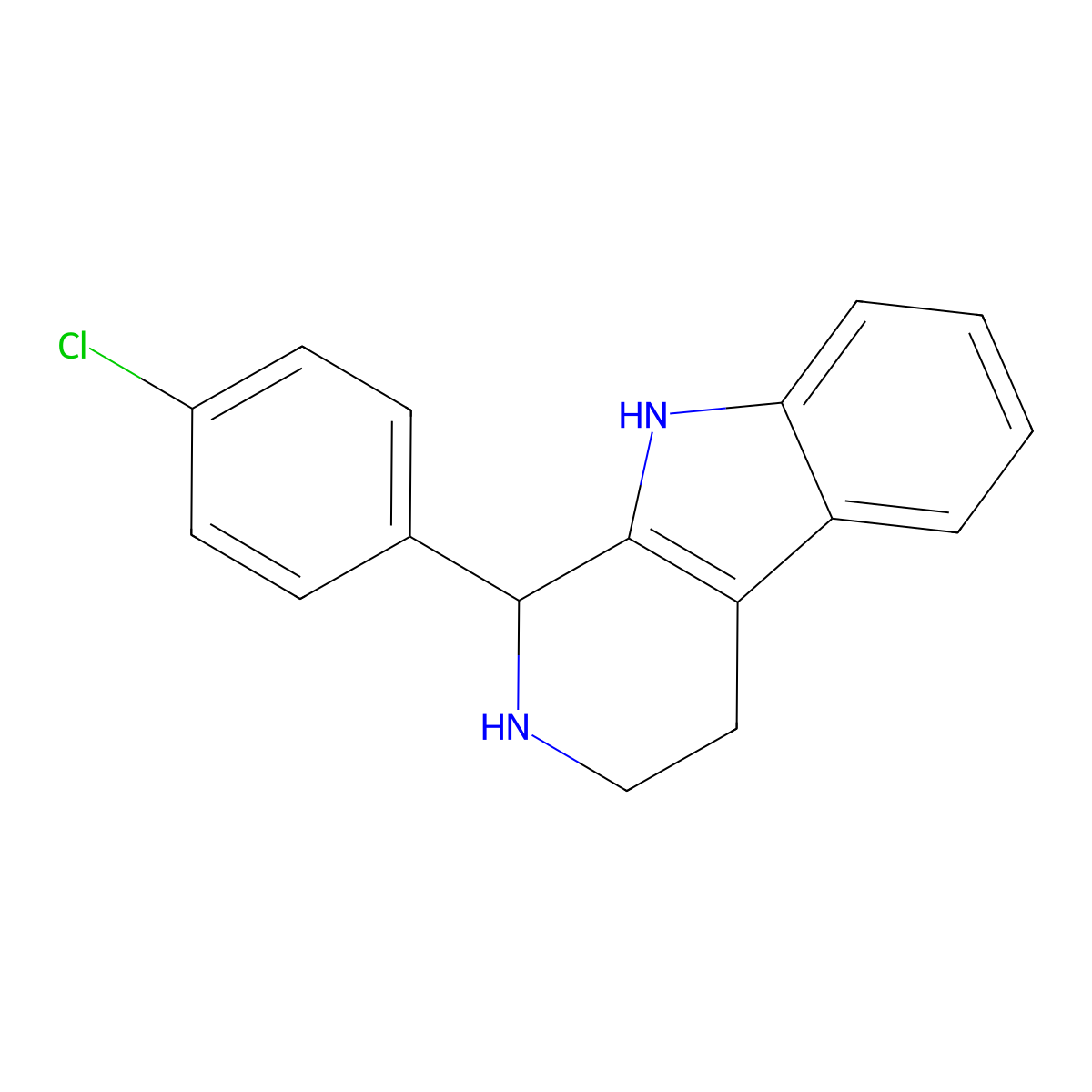 1-(4-chlorophenyl)-2,3,4,9-tetrahydro-1H-beta-carboline molecular structure, CAS 139655-03-1