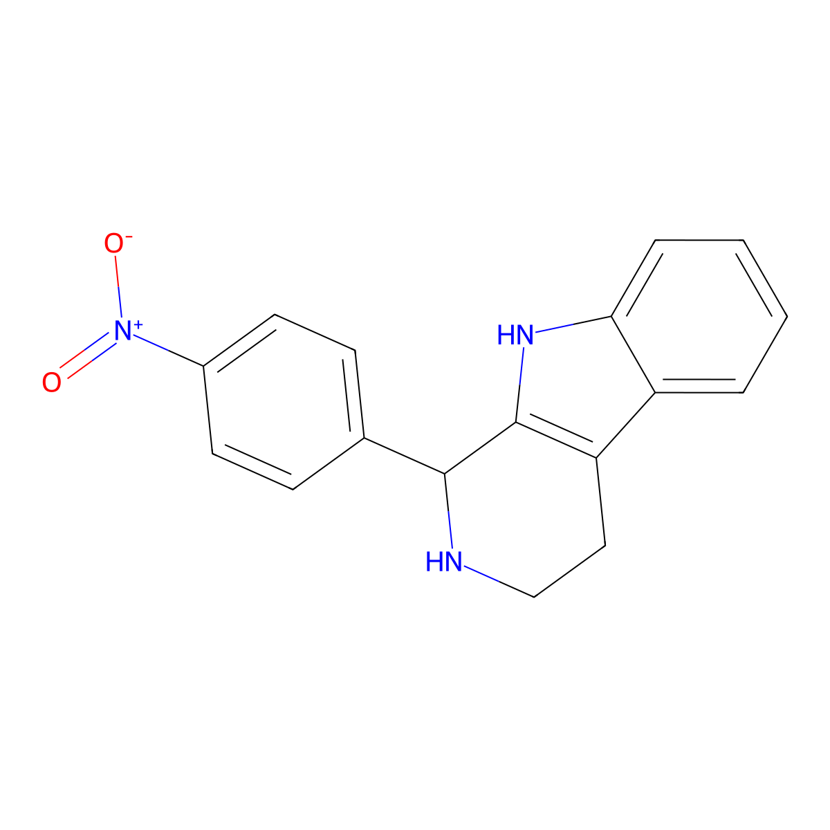 1-(4-nitrophenyl)-2,3,4,9-tetrahydro-1H-pyrido[3,4-b]indole molecular structure, CAS 139655-04-2