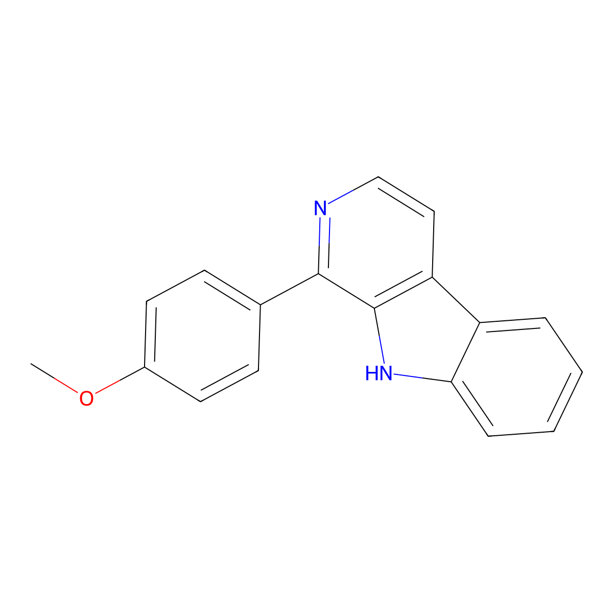9H-Pyrido[3,4-b]indole, 1-(4-methoxyphenyl)- molecular structure, CAS 139655-06-4