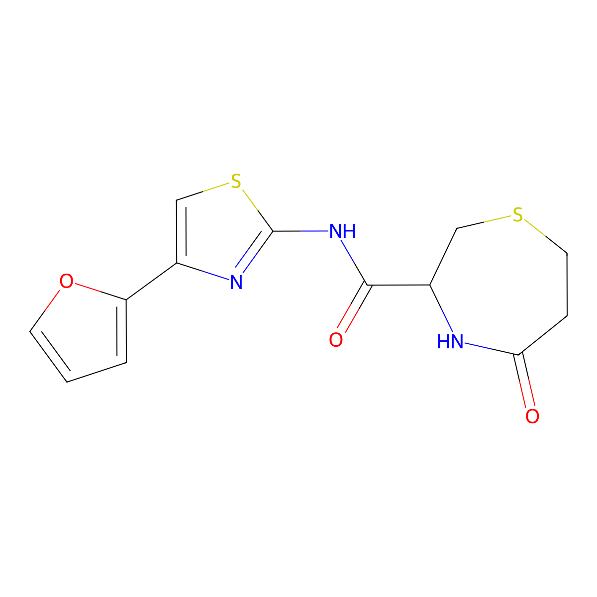 N-(4-(furan-2-yl)thiazol-2-yl)-5-oxo-1,4-thiazepane-3-carboxamide molecular structure, CAS 1396554-77-0