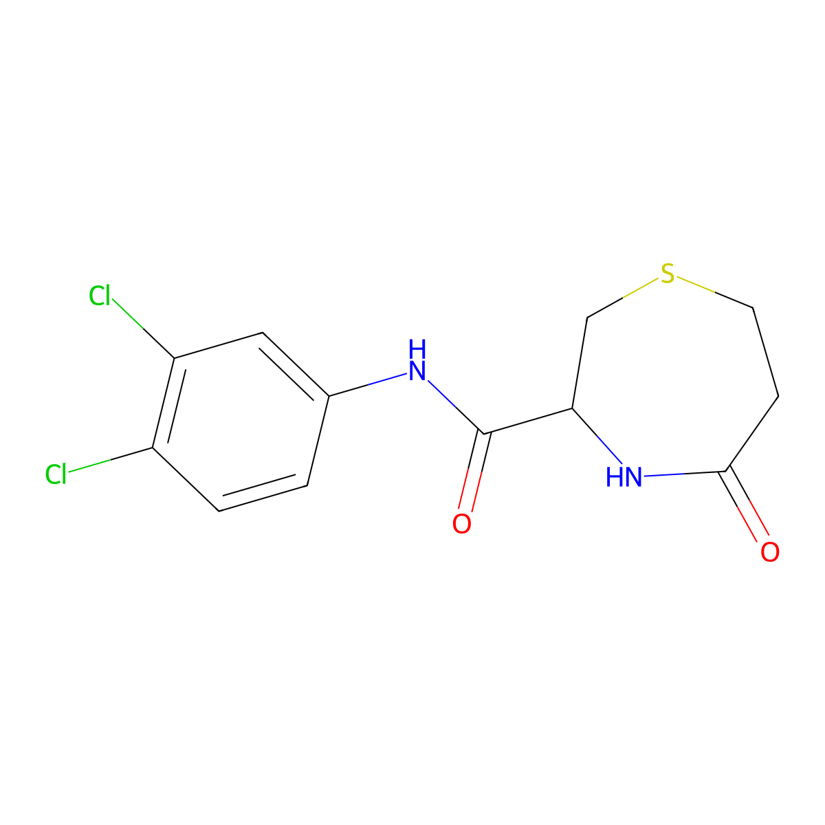 N-(3,4-dichlorophenyl)-5-oxo-1,4-thiazepane-3-carboxamide molecular structure, CAS 1396554-82-7