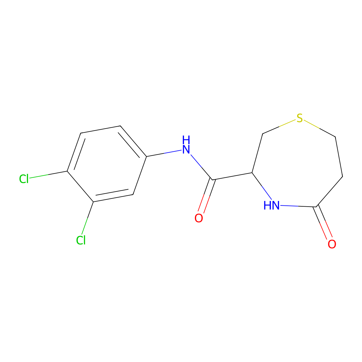 N-(3,4-dichlorophenyl)-5-oxo-1,4-thiazepane-3-carboxamide molecular structure, CAS 1396554-82-7
