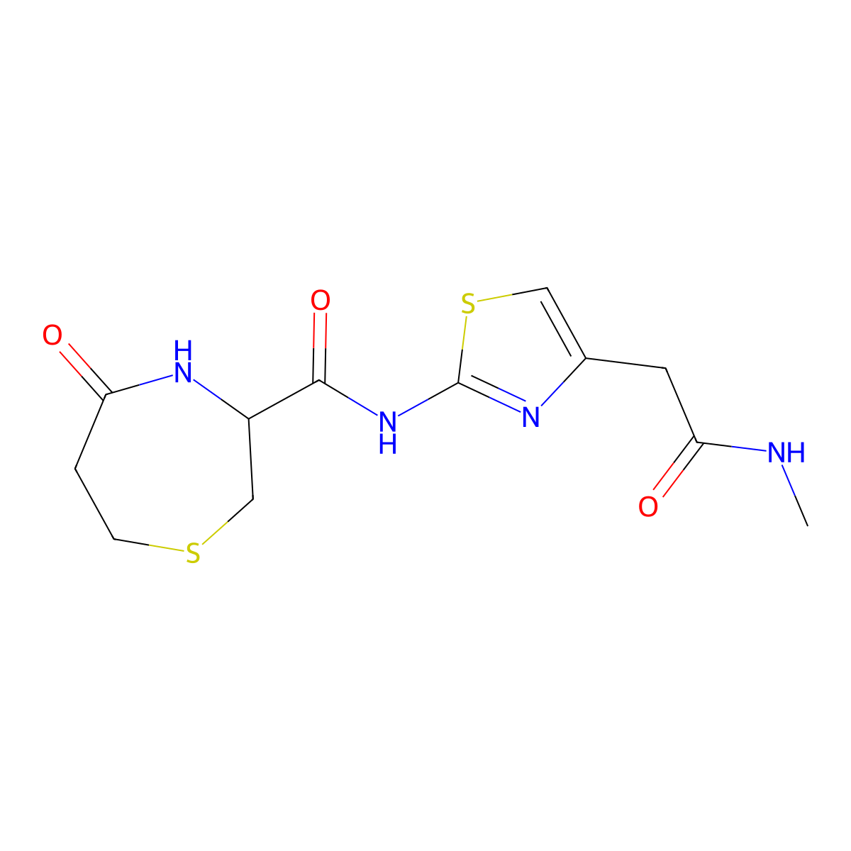 N-(4-(2-(methylamino)-2-oxoethyl)thiazol-2-yl)-5-oxo-1,4-thiazepane-3-carboxamide molecular structure, CAS 1396554-92-9