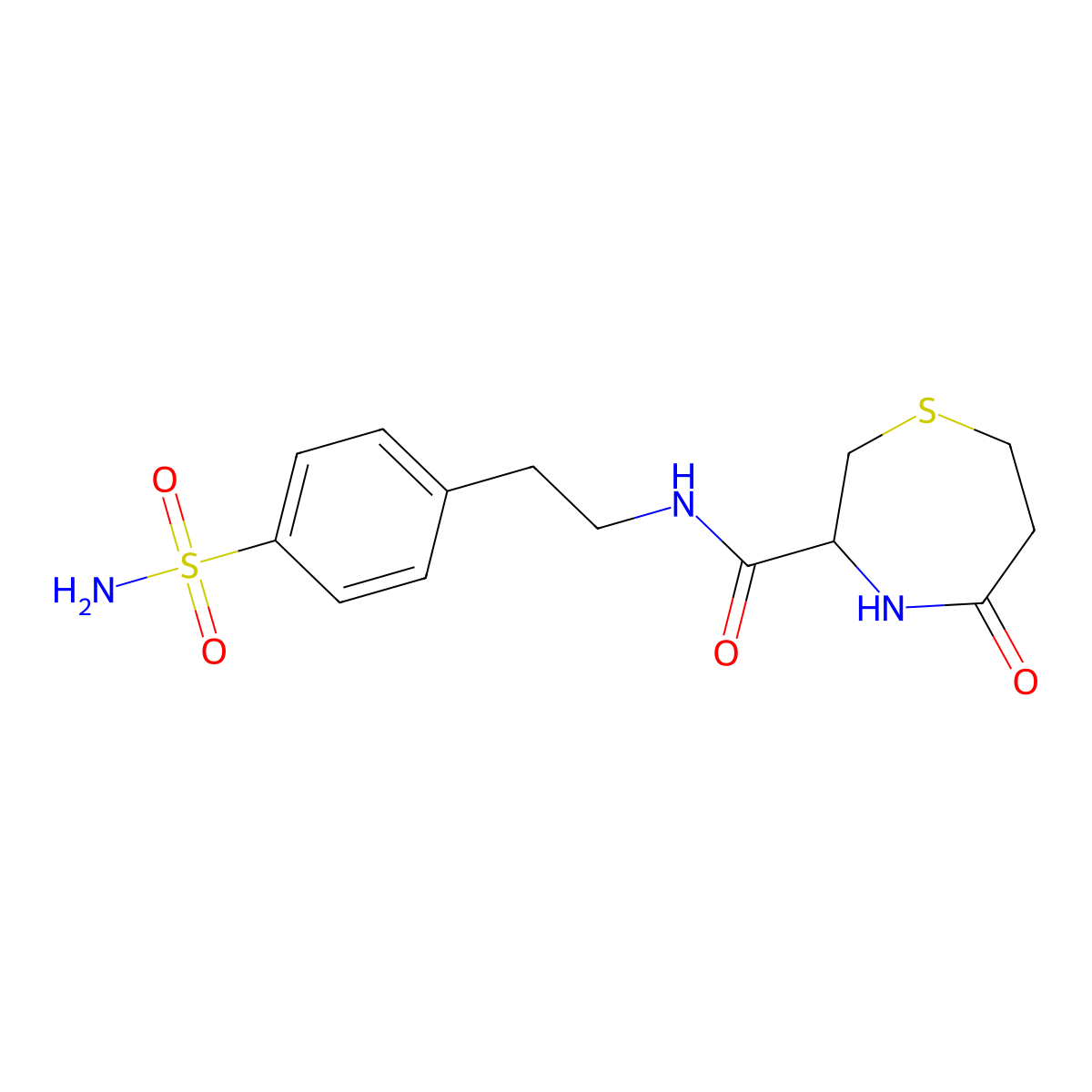 5-oxo-N-(4-sulfamoylphenethyl)-1,4-thiazepane-3-carboxamide molecular structure, CAS 1396554-93-0