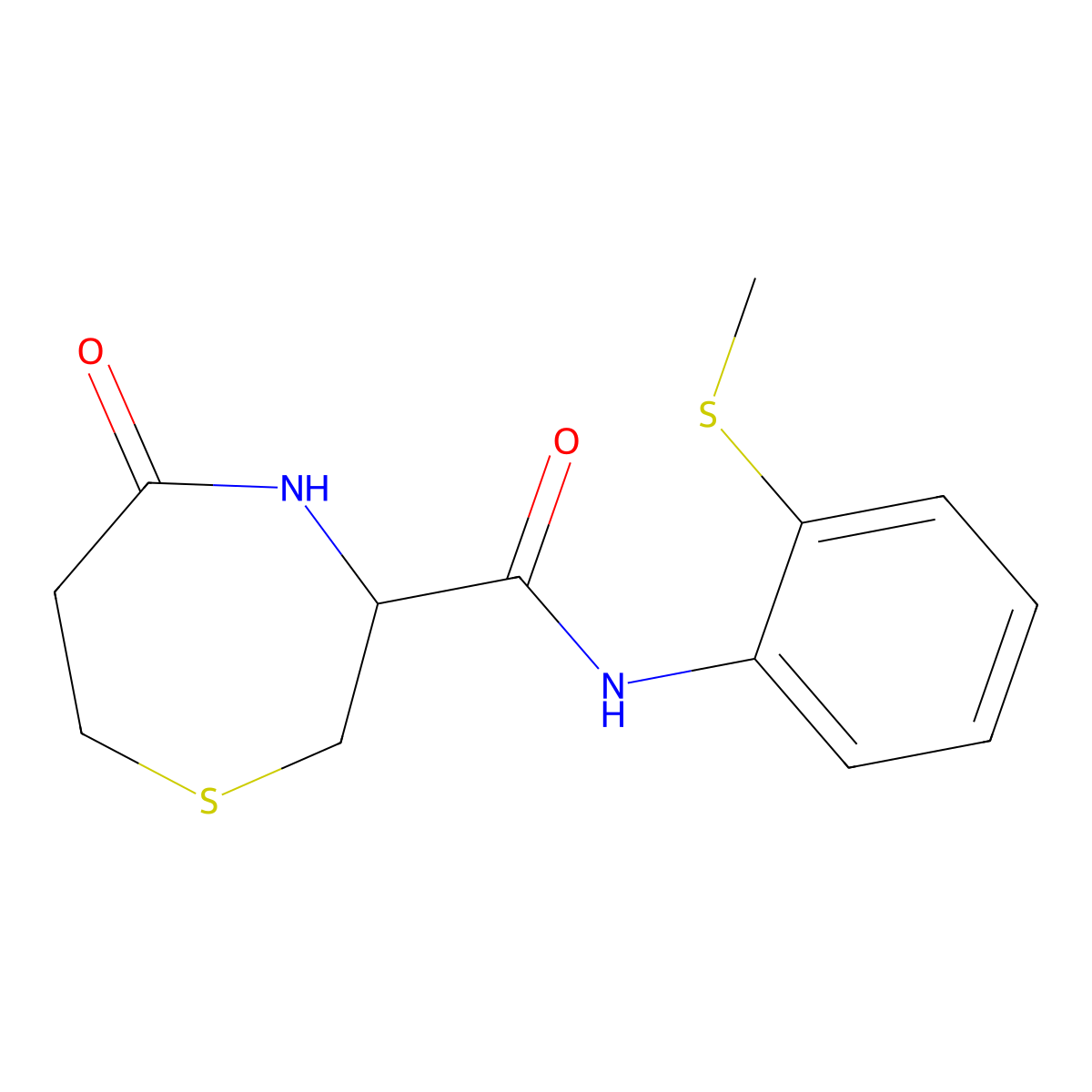 N-(2-(methylthio)phenyl)-5-oxo-1,4-thiazepane-3-carboxamide molecular structure, CAS 1396555-45-5