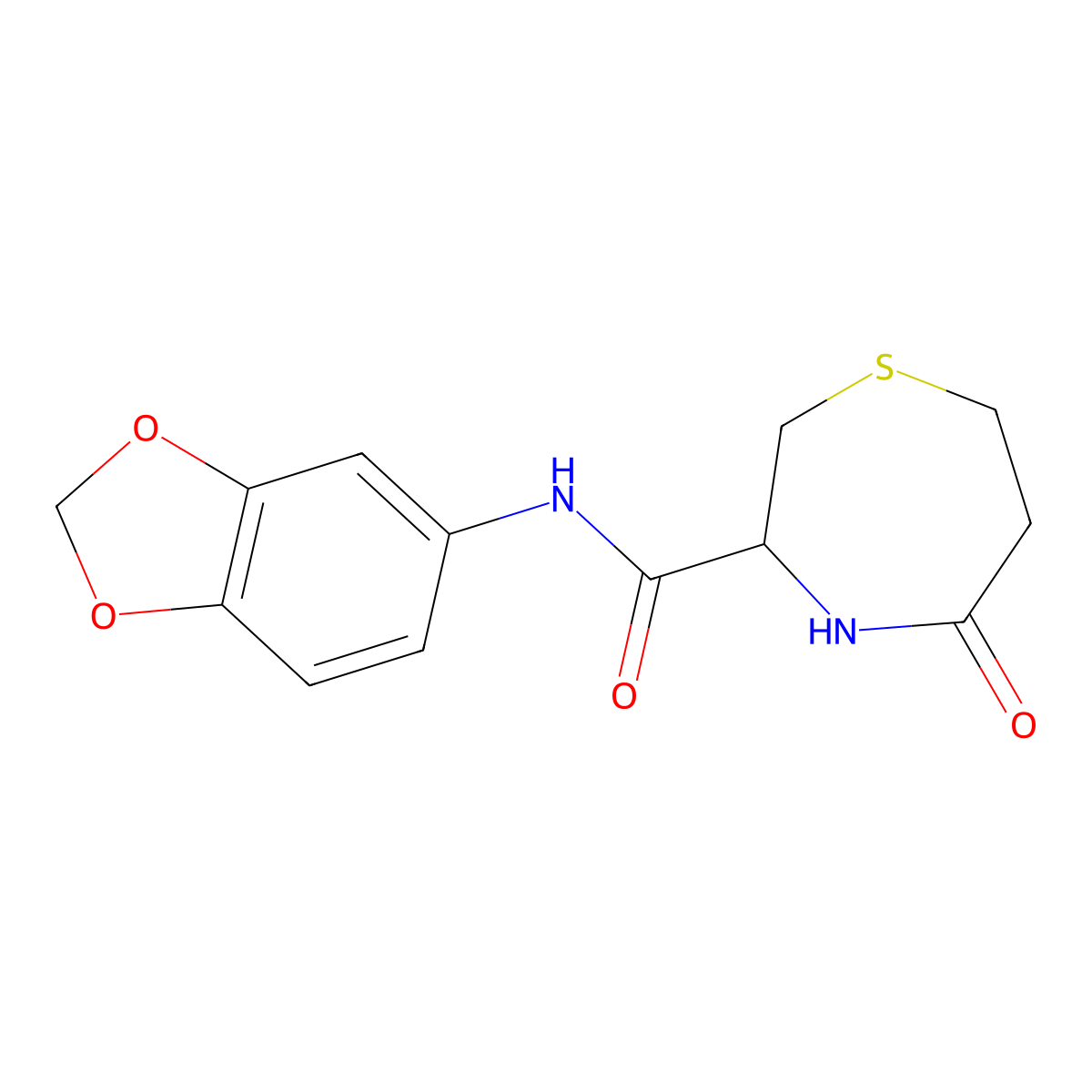 N-(benzo[d][1,3]dioxol-5-yl)-5-oxo-1,4-thiazepane-3-carboxamide molecular structure, CAS 1396555-67-1