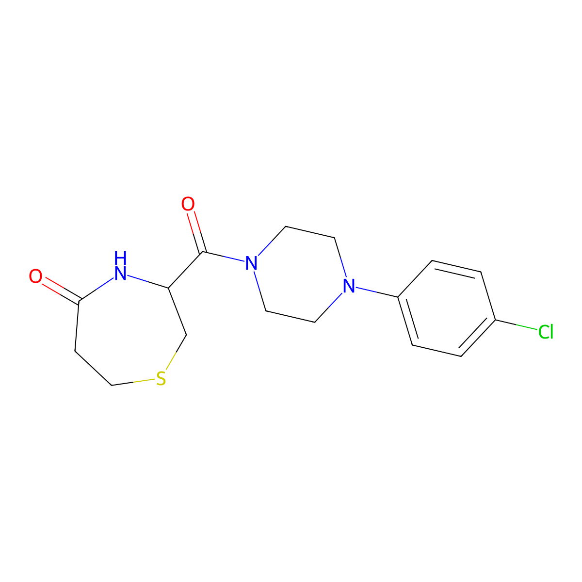 3-[4-(4-Chlorophenyl)piperazine-1-carbonyl]-1,4-thiazepan-5-one molecular structure, CAS 1396555-86-4