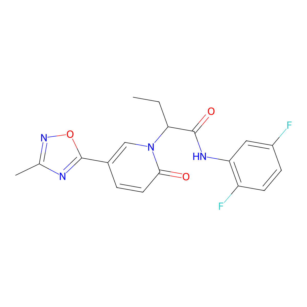 N-(2,5-difluorophenyl)-2-[5-(3-methyl-1,2,4-oxadiazol-5-yl)-2-oxopyridin-1(2H)-yl]butanamide molecular structure, CAS 1396556-05-0