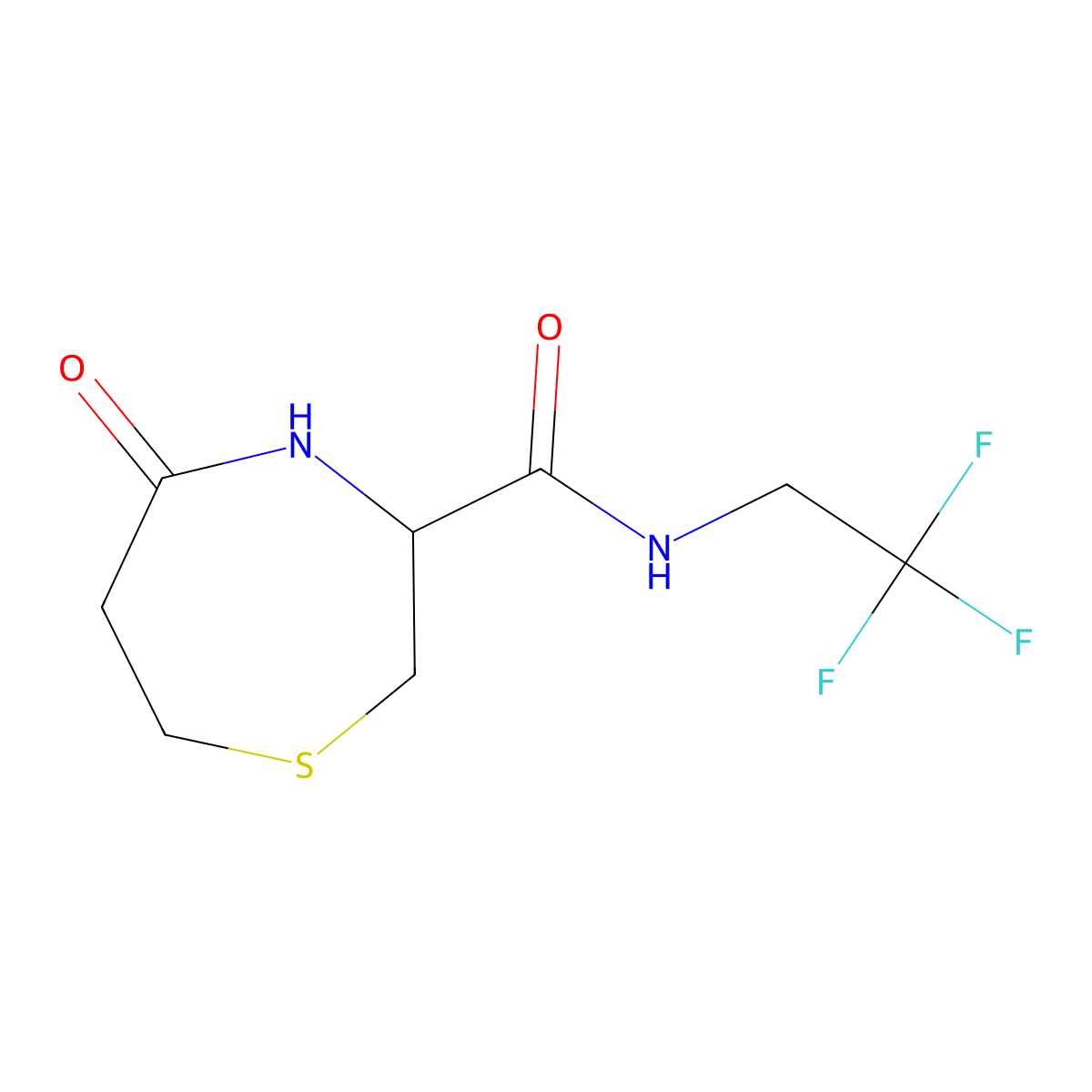 5-oxo-N-(2,2,2-trifluoroethyl)-1,4-thiazepane-3-carboxamide molecular structure, CAS 1396556-13-0