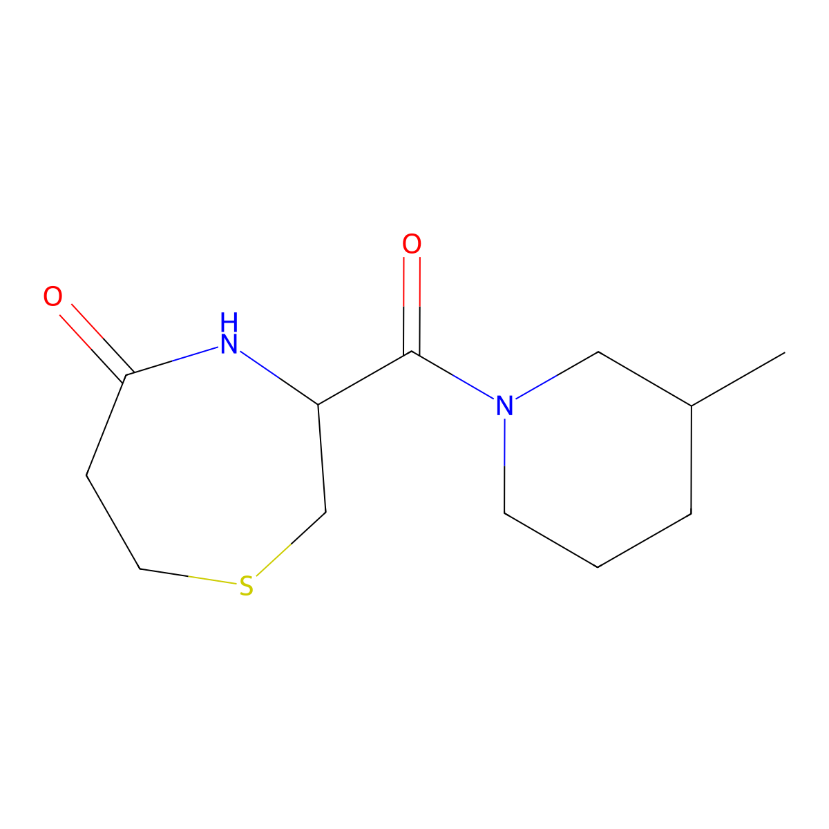 3-(3-Methylpiperidine-1-carbonyl)-1,4-thiazepan-5-one molecular structure, CAS 1396556-15-2