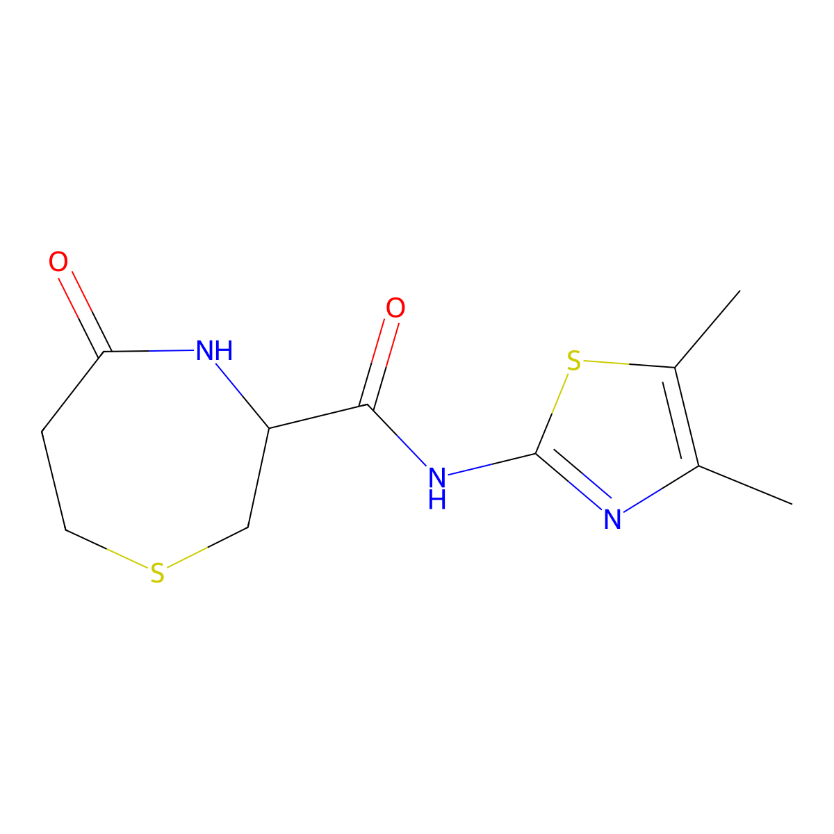 N-(4,5-dimethylthiazol-2-yl)-5-oxo-1,4-thiazepane-3-carboxamide molecular structure, CAS 1396556-27-6