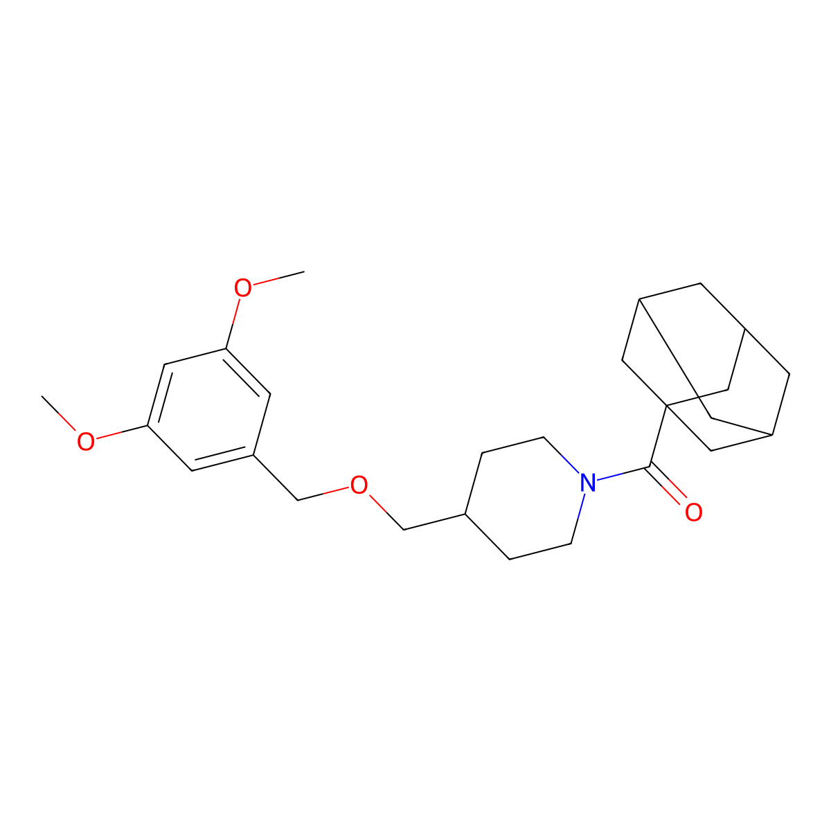 1-(Adamantane-1-carbonyl)-4-{[(3,5-dimethoxyphenyl)methoxy]methyl}piperidine molecular structure, CAS 1396556-30-1