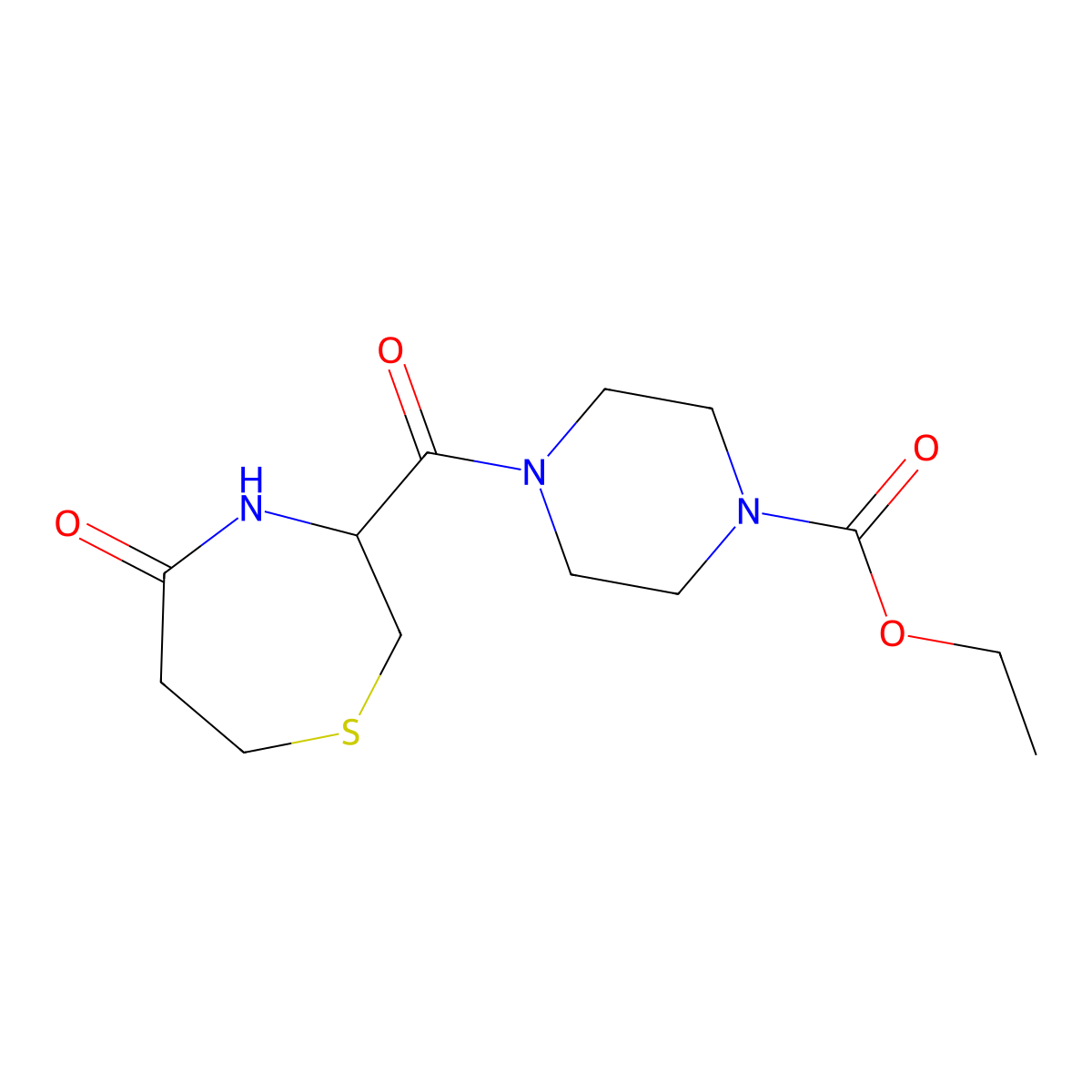 Ethyl 4-(5-oxo-1,4-thiazepane-3-carbonyl)piperazine-1-carboxylate molecular structure, CAS 1396556-65-2