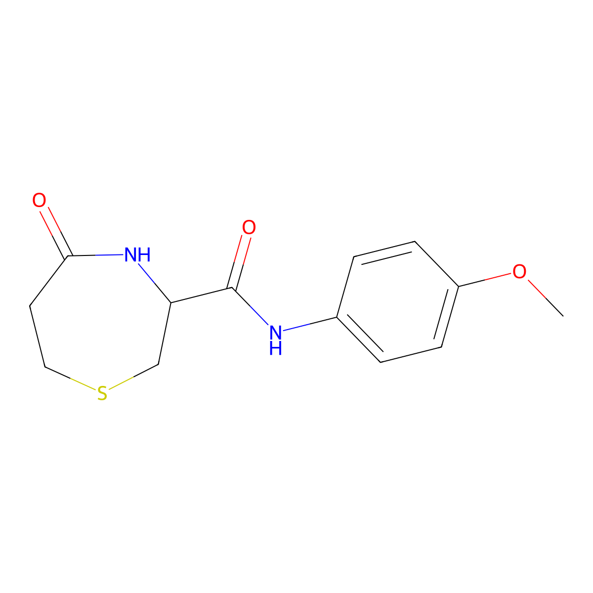 N-(4-methoxyphenyl)-5-oxo-1,4-thiazepane-3-carboxamide molecular structure, CAS 1396556-68-5