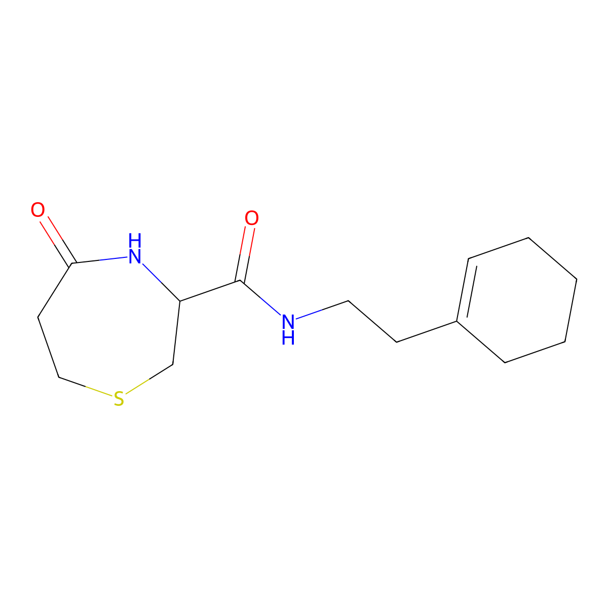 N-(2-(cyclohex-1-en-1-yl)ethyl)-5-oxo-1,4-thiazepane-3-carboxamide molecular structure, CAS 1396557-49-5